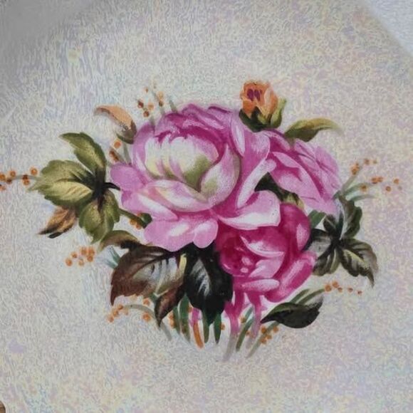 Norcrest Teacup and Saucer Pink Flowers Opalescent Vintage - Picture 5 of 9